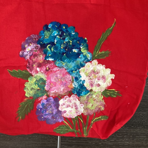 Hand Painted Hydrangeas Cotton Tote Bag - Picture 2 of 4